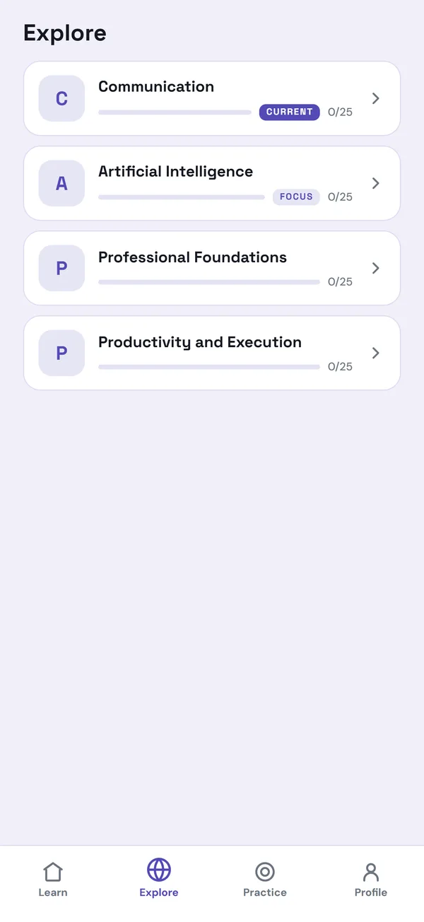 Skill5 topics with progress